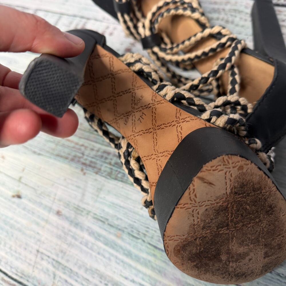 L.A.M.B. Black Platform Braided-Strap Heels - Picture 3 of 4